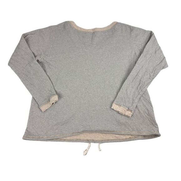 Fresh Produce Boat Neck Long Sleeve Fleece Sweatshirt Size XL XXL Gray White Str - Picture 2 of 7